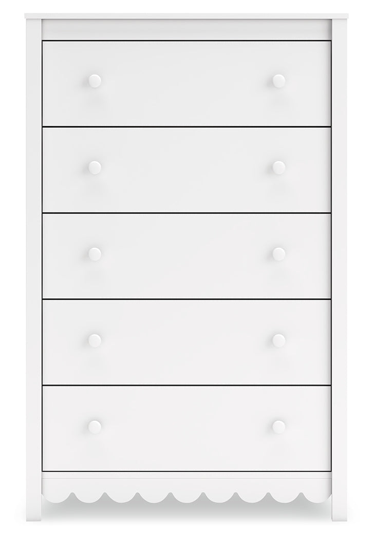 Hallityn Twin Panel Headboard with Dresser, Chest and Nightstand in White - PKG018831