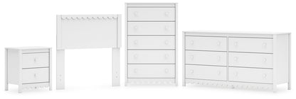 Hallityn Twin Panel Headboard with Dresser, Chest and Nightstand in White - PKG018831