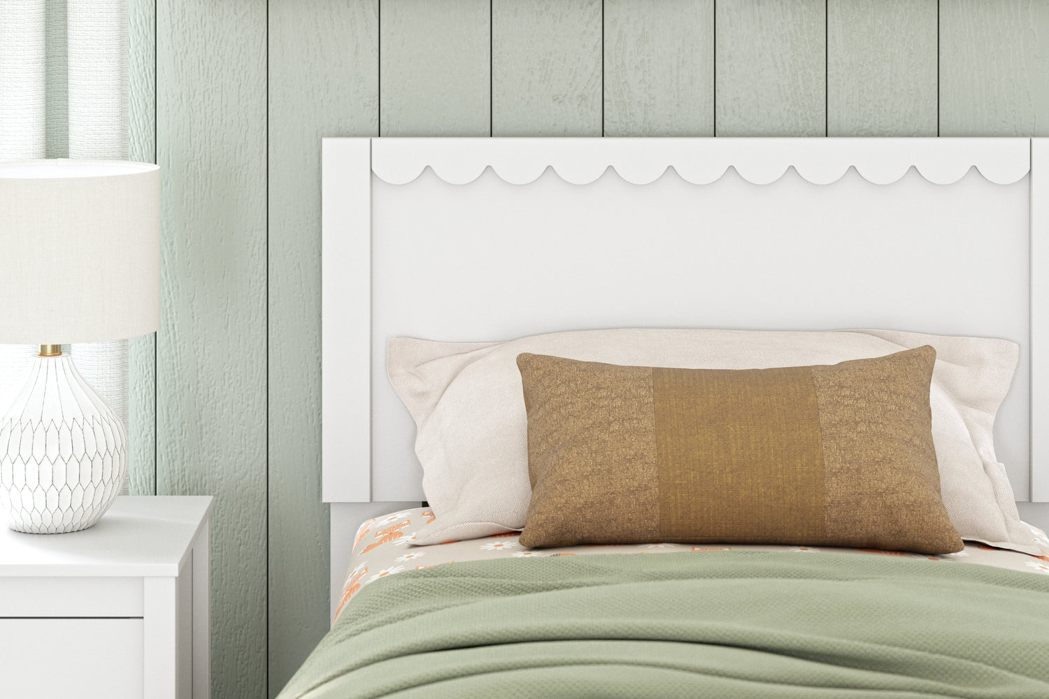 Hallityn Twin Panel Headboard with Dresser, Chest and Nightstand in White - PKG018831