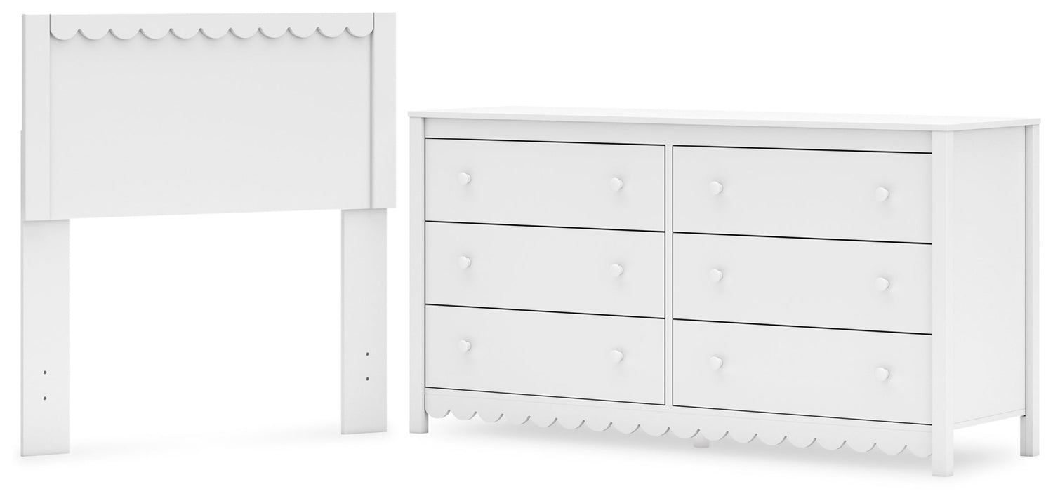 Hallityn Twin Panel Headboard with Dresser in White - PKG018828