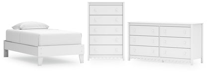 Hallityn Twin Platform Bed with Dresser and Chest in White from Ashley - Luna Furniture
