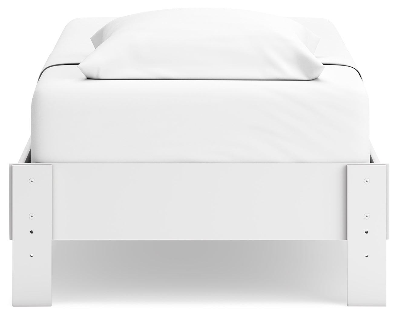 Hallityn Twin Platform Bed with Nightstand in White - PKG018963