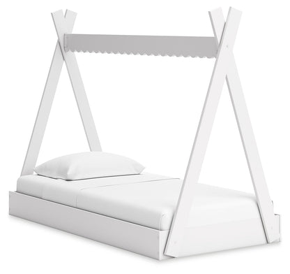 Hallityn Twin Tent Bed with Dresser and Nightstand in White - PKG018821