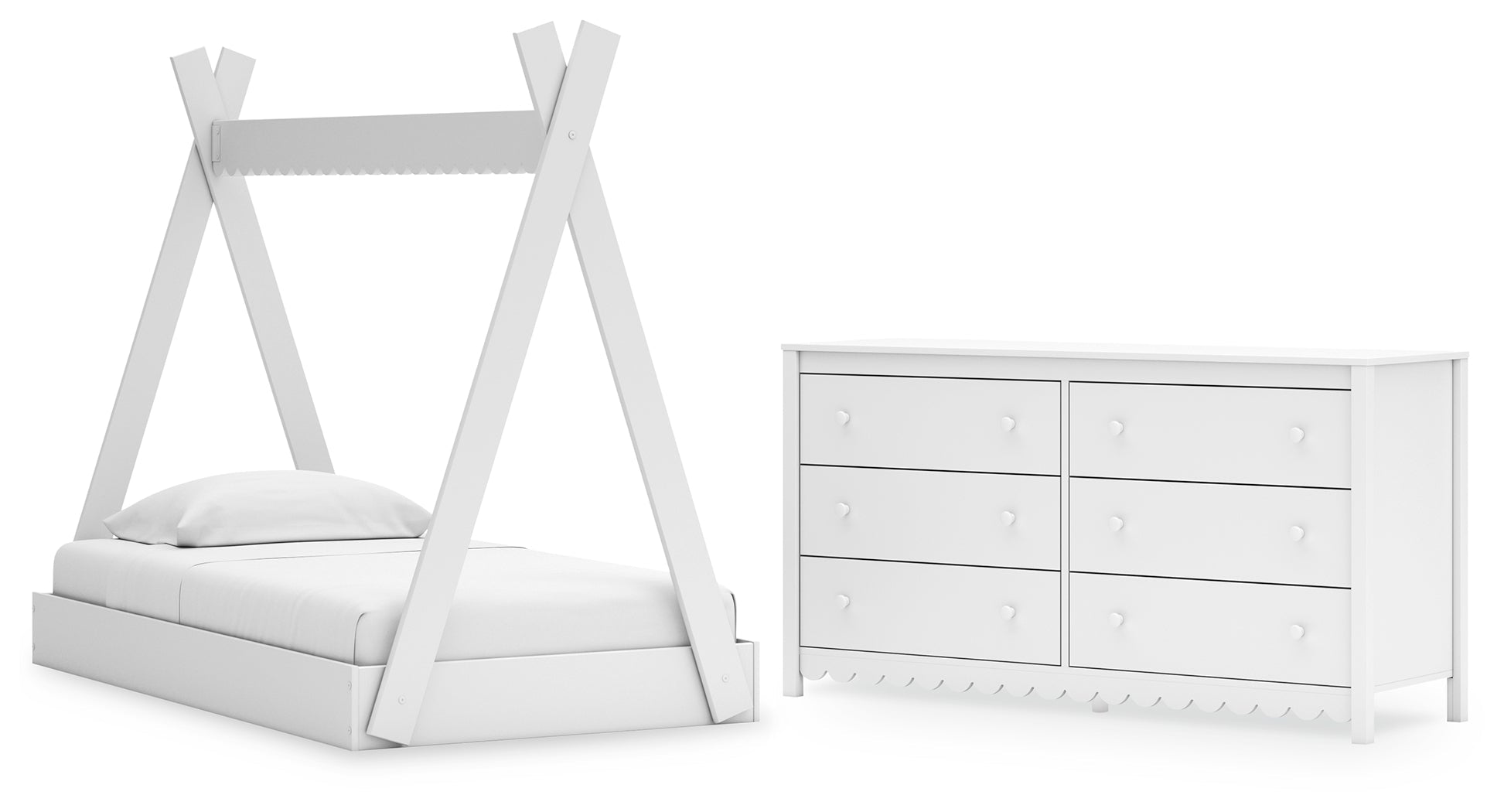 Hallityn Twin Tent Bed with Dresser in White - PKG018820