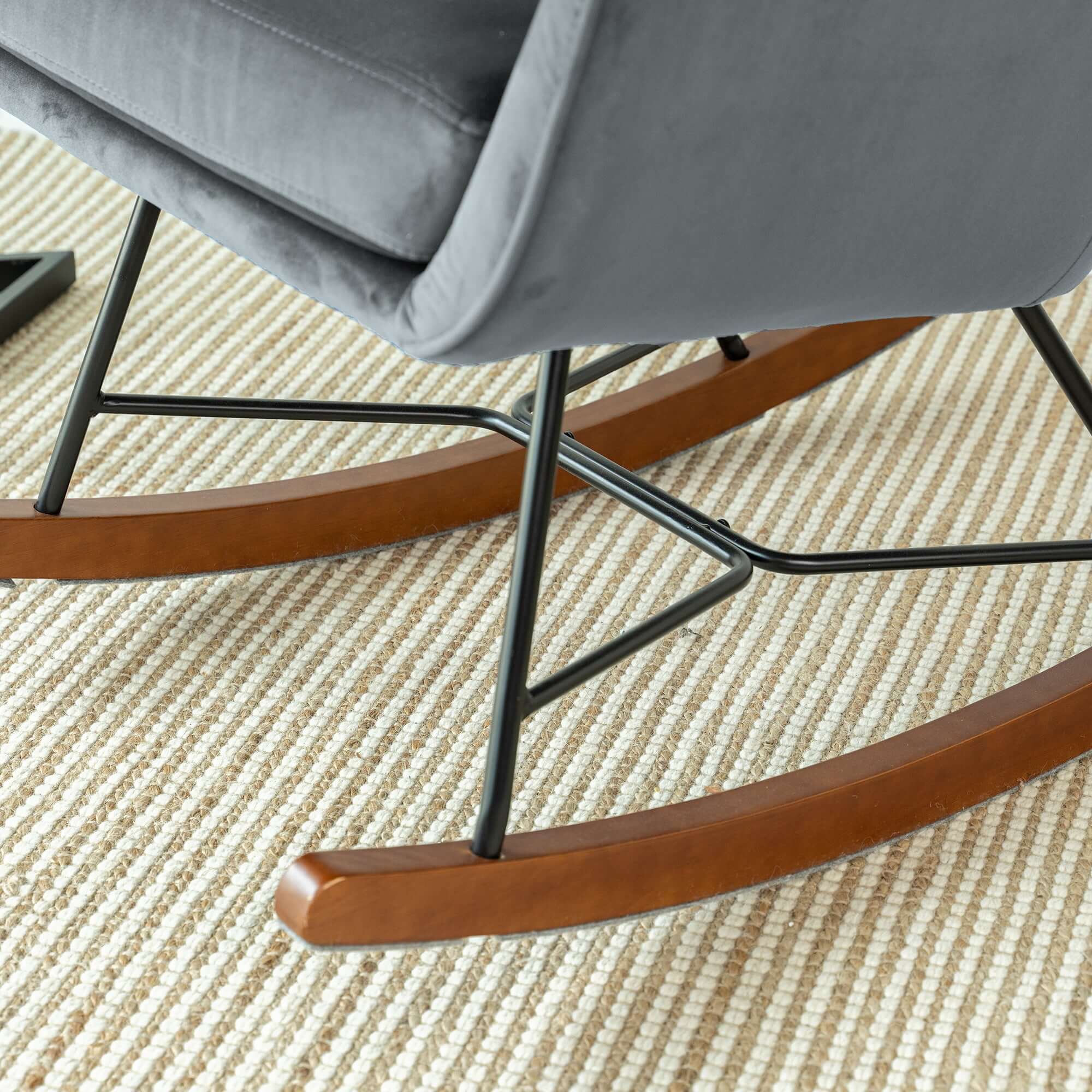 Hannah Mid Century Modern Rocking Chair In Dark Grey - RCH01900401