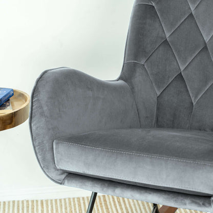 Hannah Mid Century Modern Rocking Chair In Dark Grey - RCH01900401