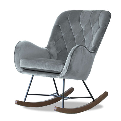 Hannah Mid Century Modern Rocking Chair In Dark Grey - RCH01900401