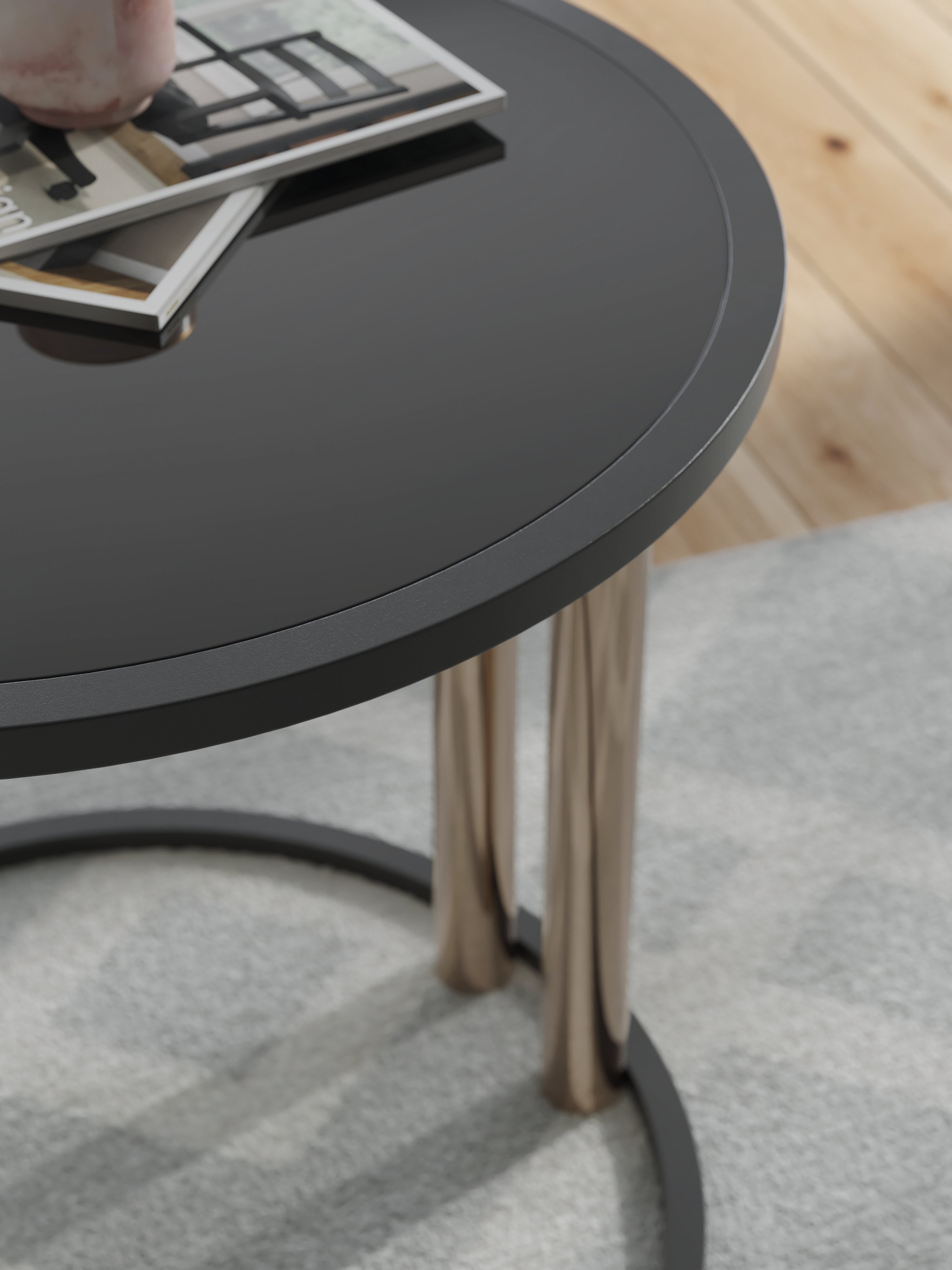 Hannerly Black/Gold Finish Table (Set of 3) - T219-13