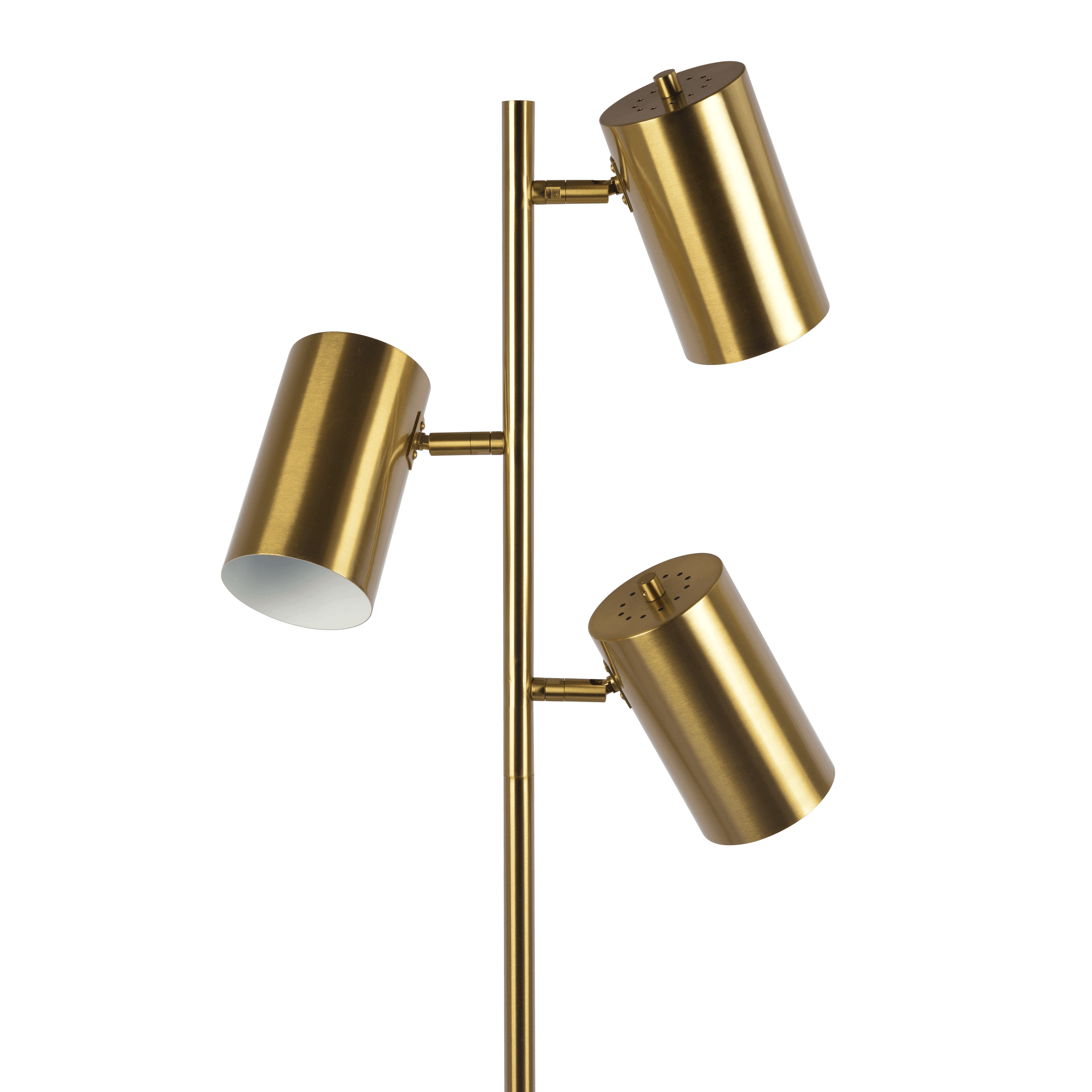 Harmony Brassed Gold Floor Lamp with Rotary Switch Triple Spots Metal Block Base - FLL03700701