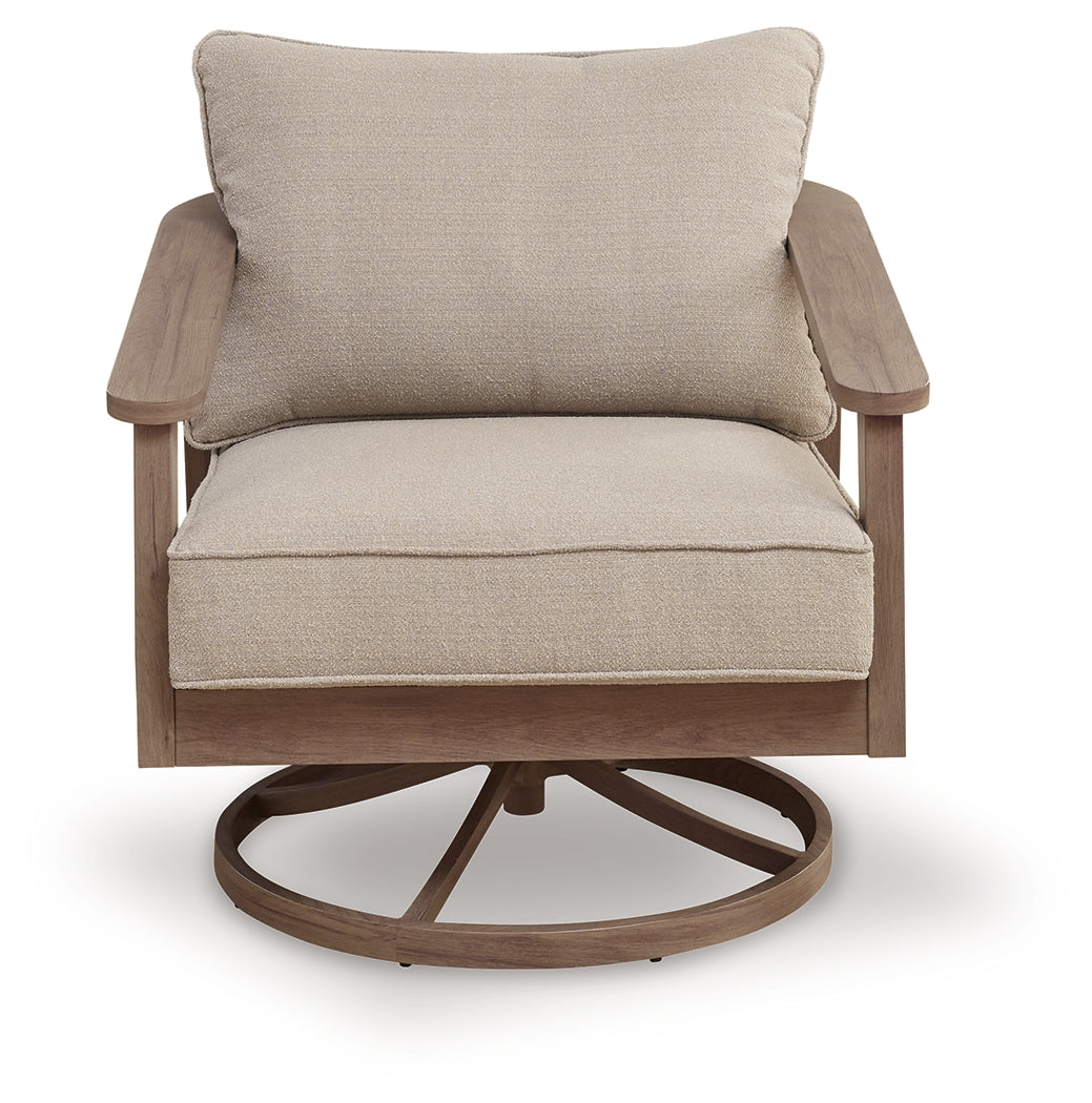 Harmony Headlands Natural/Gray Outdoor Swivel Lounge with Cushion - PCP428-821