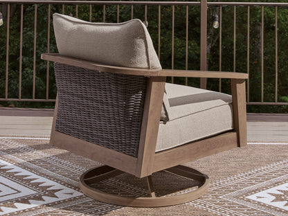 Harmony Headlands Natural/Gray Outdoor Swivel Lounge with Cushion - PCP428-821