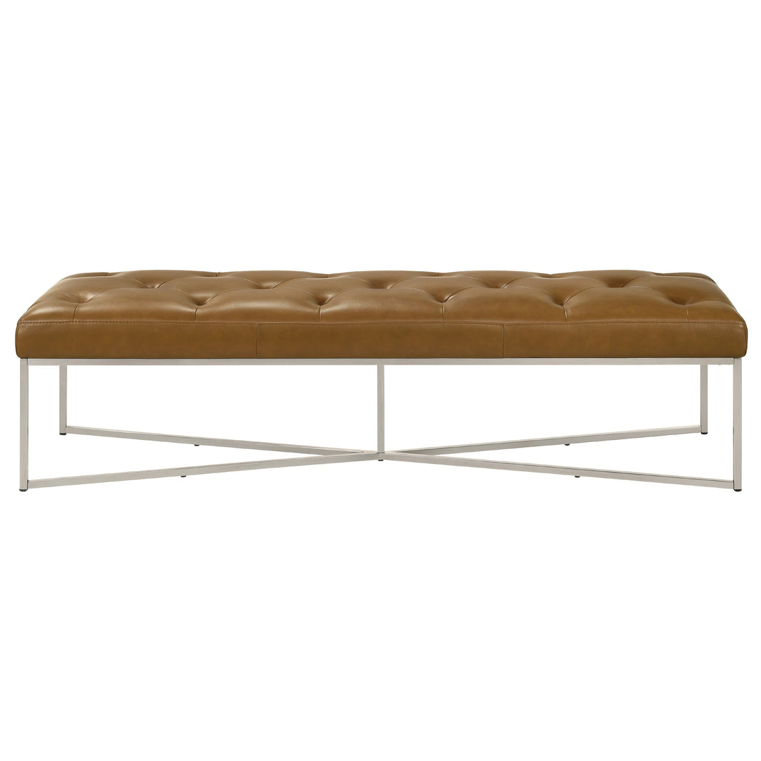 Harper Tan Leather Bench - BEN00402101