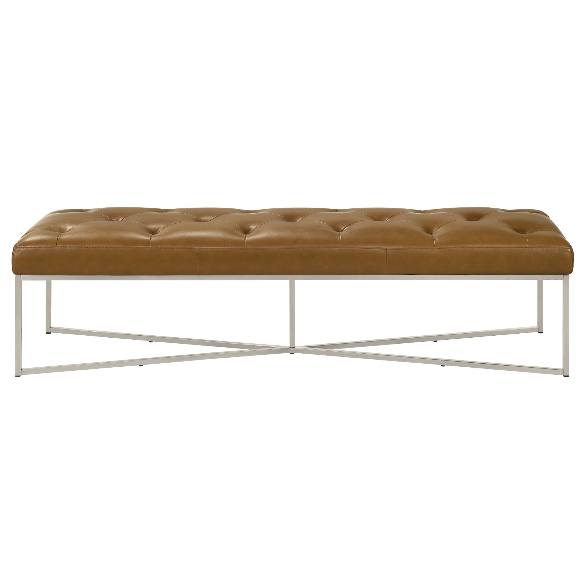 Harper Tan Leather Bench - BEN00402101