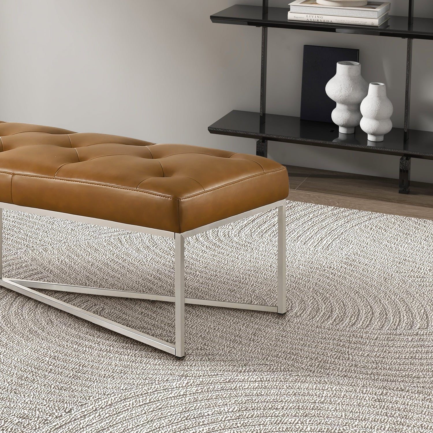 Harper Tan Leather Bench - BEN00402101