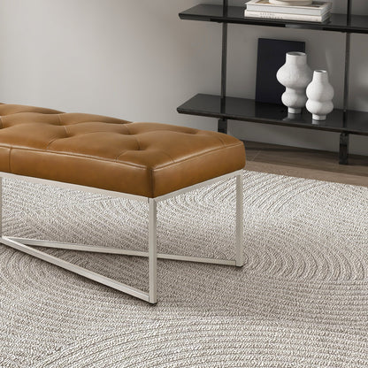 Harper Tan Leather Bench - BEN00402101