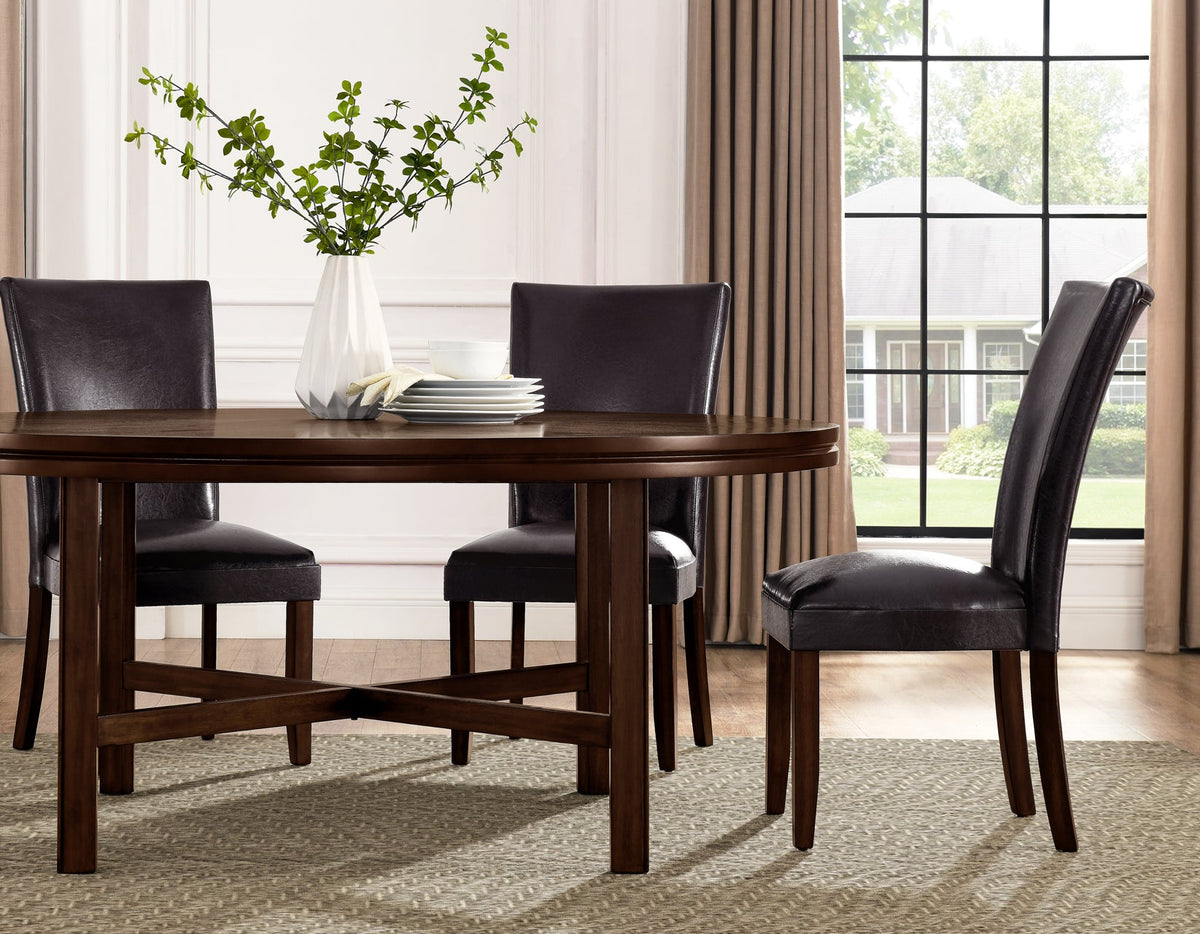 Hartford 72 inch table 7 Piece Set, Brown Chairs(Table &amp; 6 Side Chairs)