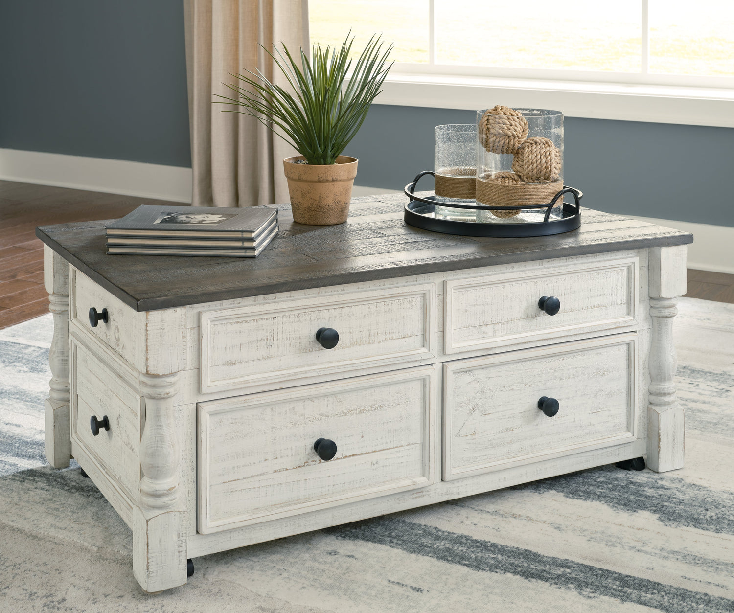 Havalance Coffee Table with 2 End Tables in White/Gray - PKG013789