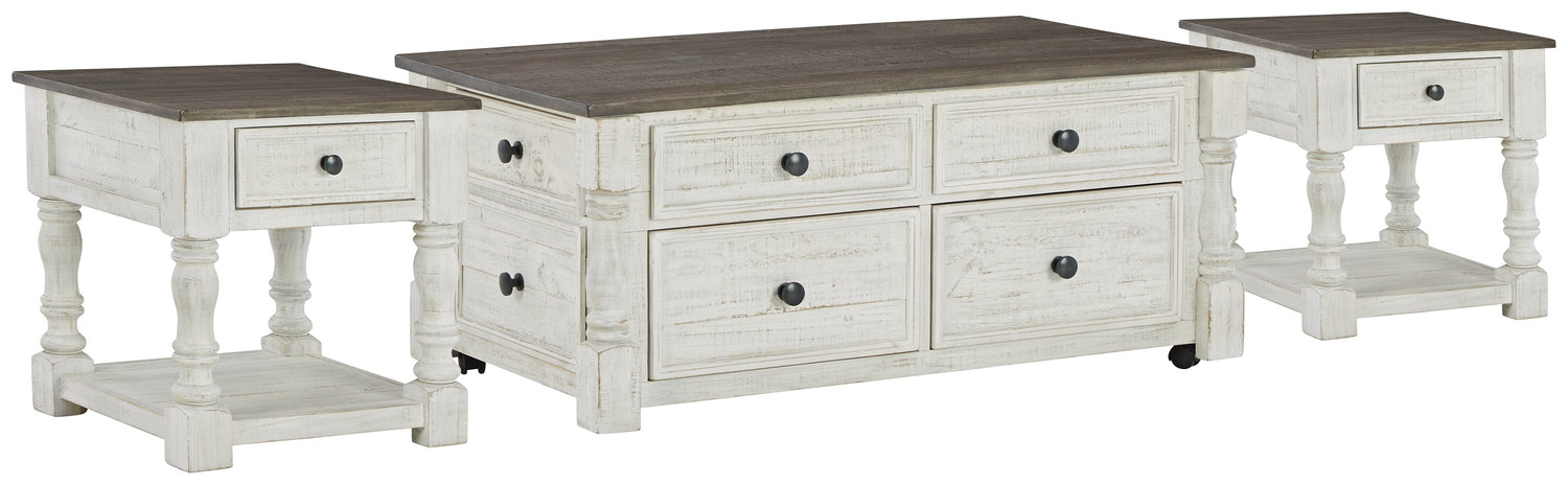 Havalance Coffee Table with 2 End Tables in White/Gray - PKG013789