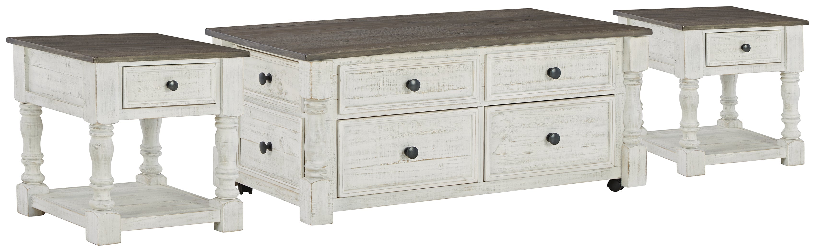 Havalance Coffee Table with 2 End Tables in White/Gray - PKG013789