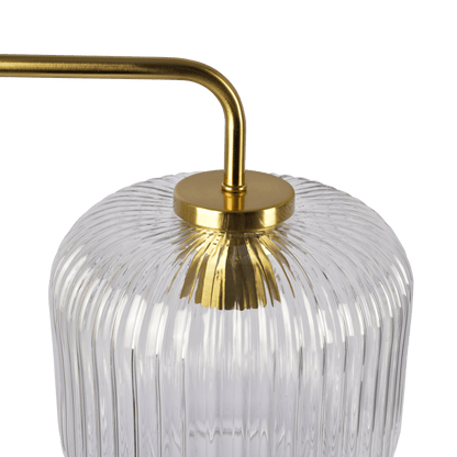 Haven Clear Glass Table Lamp, Gold Brush Metal and Marble Base, Button Control - TBL03700701