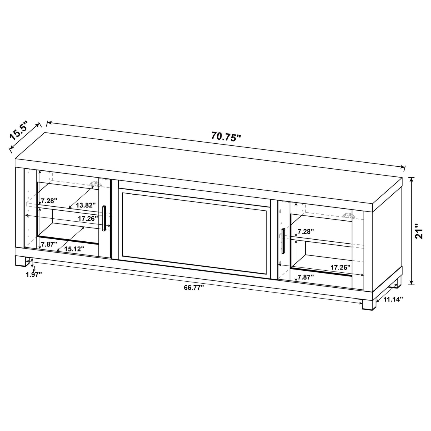 Havering 71-inch TV Stand Fireplace Media Console Dark Pine - 722873