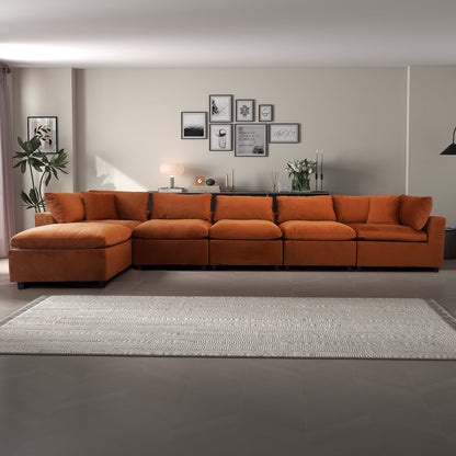 Hayward Burnt Orange Velvet Modular Sectional Sofa - MSC01000401