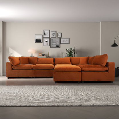 Hayward Burnt Orange Velvet Modular Sectional Sofa - MSC01000401