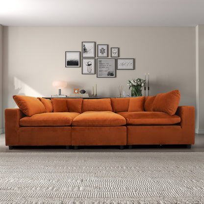 Hayward Burnt Orange Velvet Modular Sectional Sofa - MSC01000401