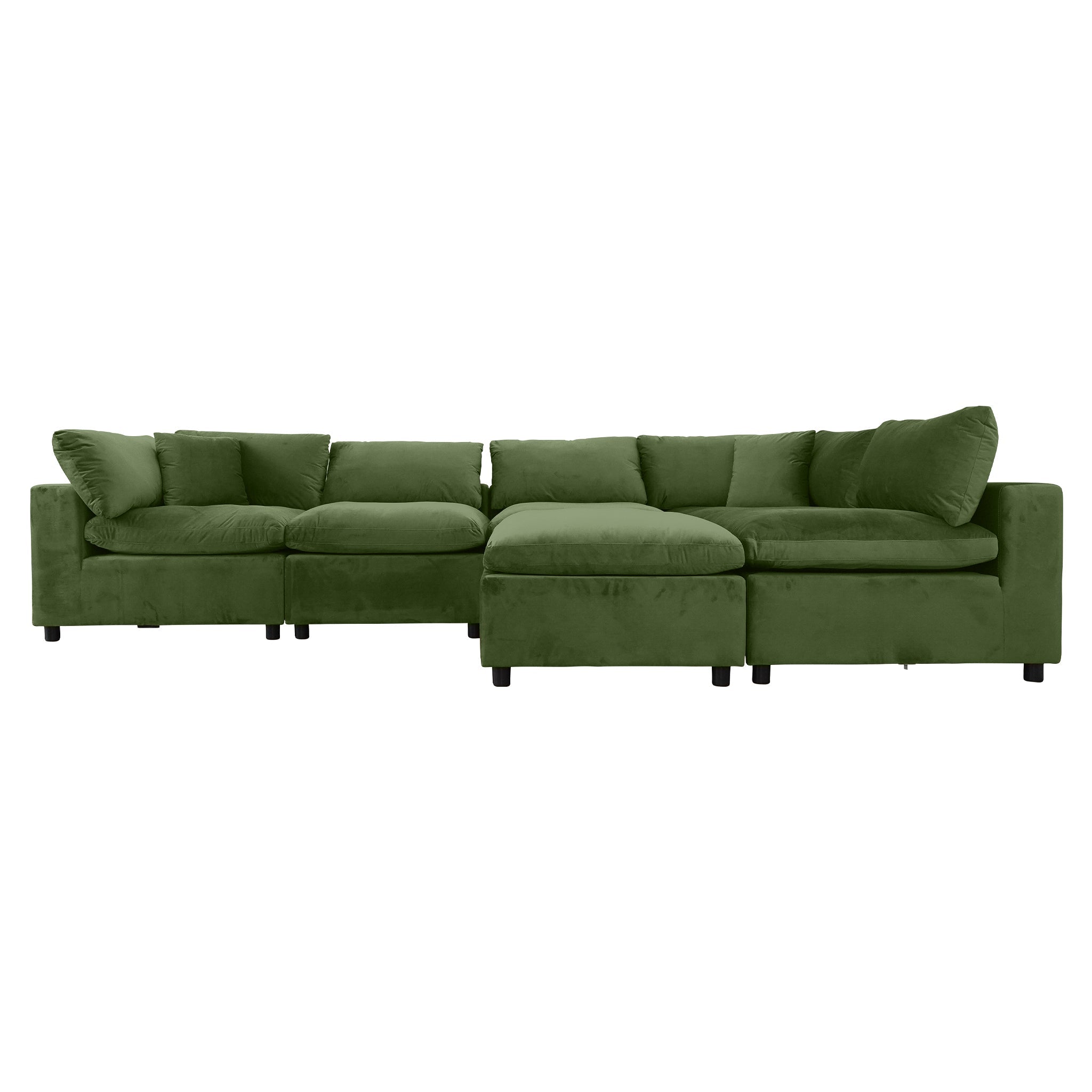 Hayward Olive Green Velvet Modular Sectional Sofa - MSC01000403
