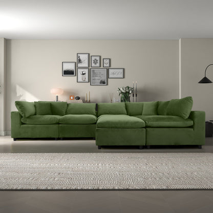 Hayward Olive Green Velvet Modular Sectional Sofa - MSC01000403