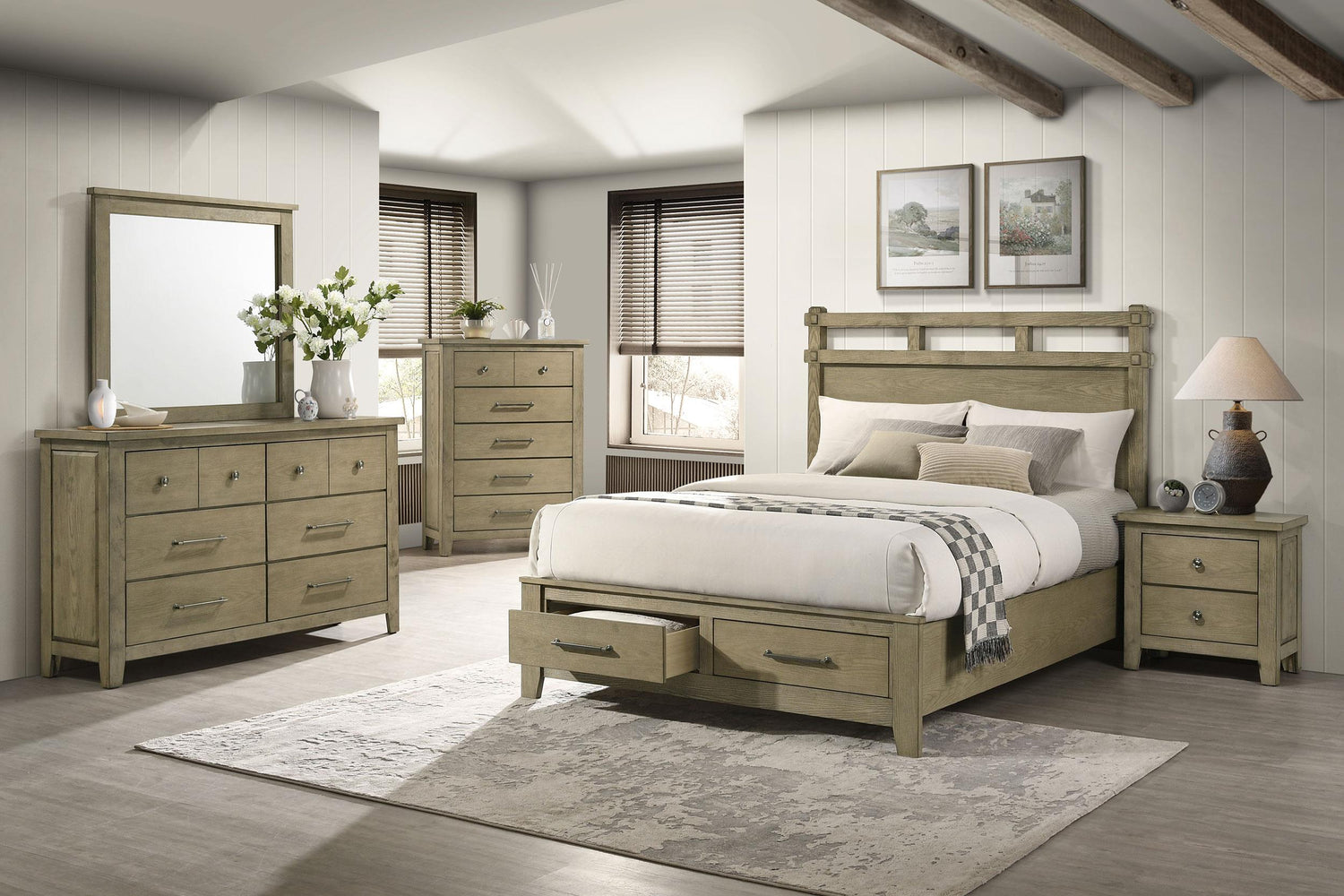 Hazlewood 6-drawer Bedroom Dresser with Mirror Vineyard Oak - 207533M
