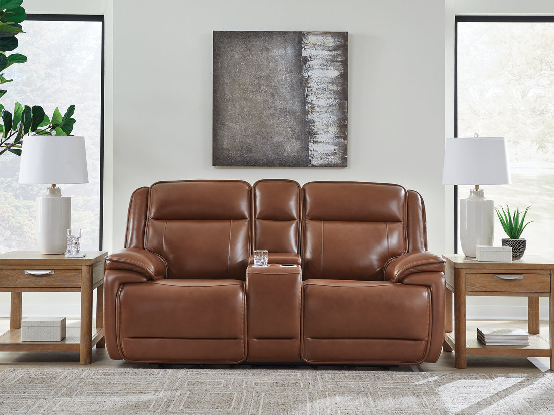 Healy Pier Chocolate Power Reclining Loveseat with Console - U1120418