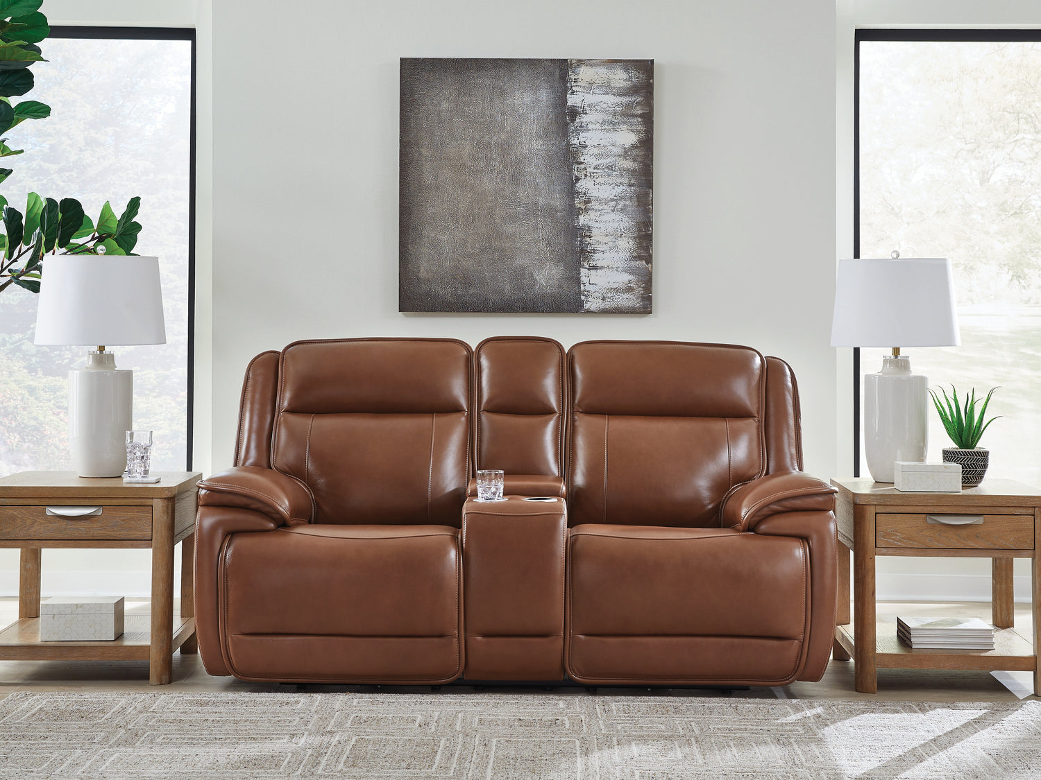 Healy Pier Chocolate Power Reclining Loveseat with Console - U1120418