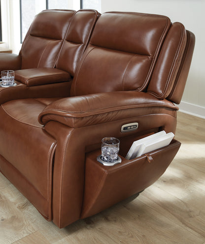 Healy Pier Chocolate Power Reclining Loveseat with Console - U1120418