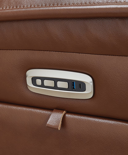 Healy Pier Chocolate Power Reclining Loveseat with Console - U1120418
