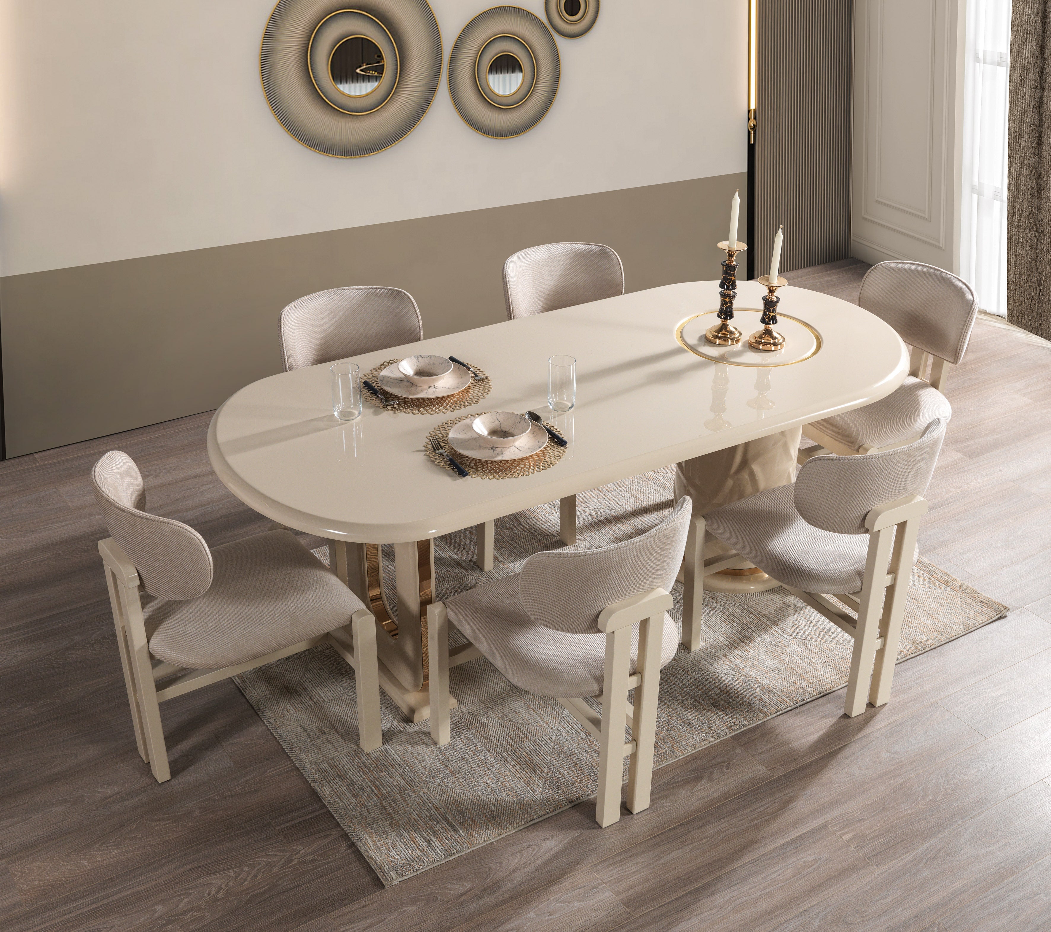 Helena Ivory 7-Piece Dining Set - HELENA DS-7PC