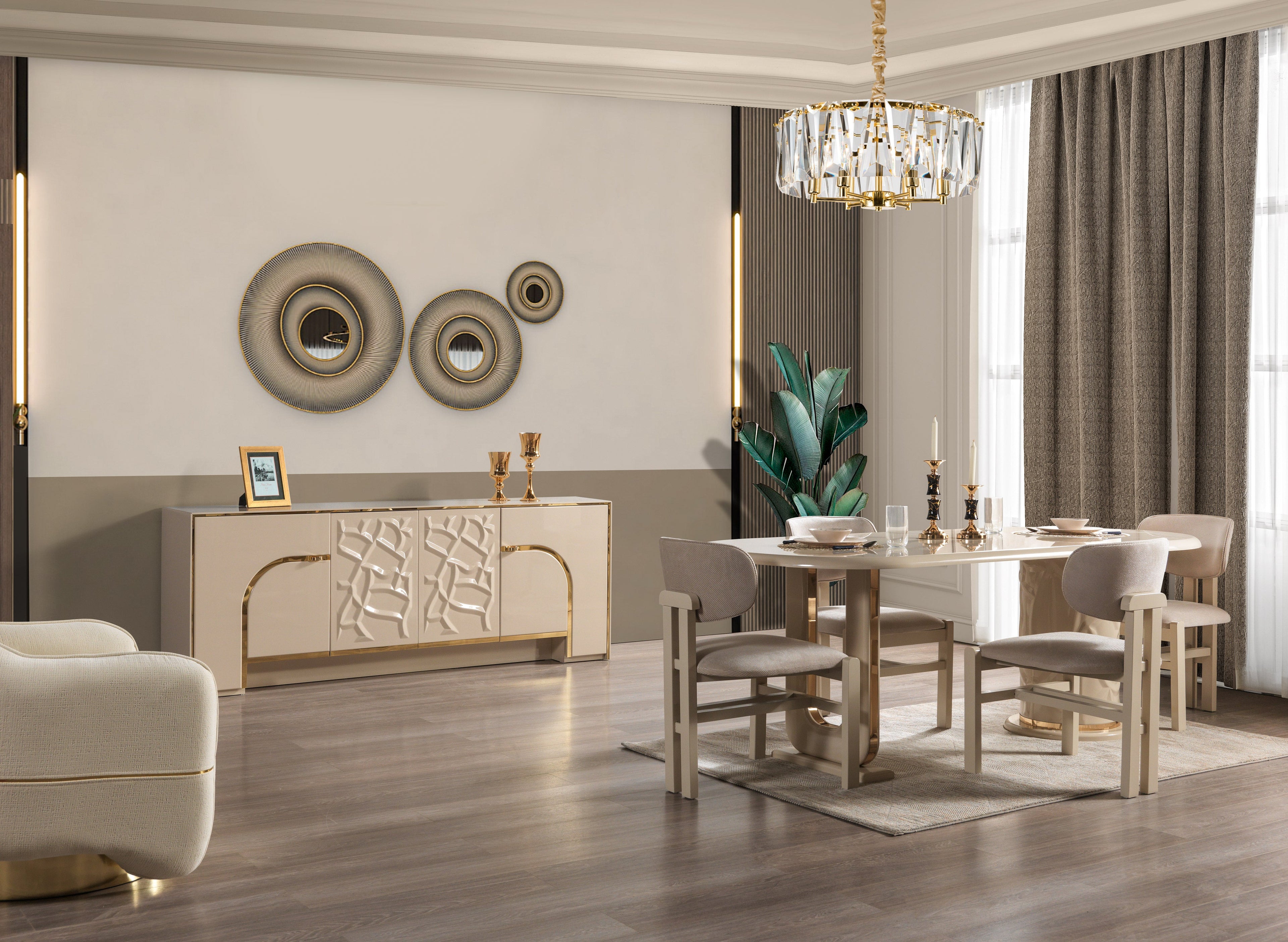 Helena Ivory 7-Piece Dining Set - HELENA DS-7PC