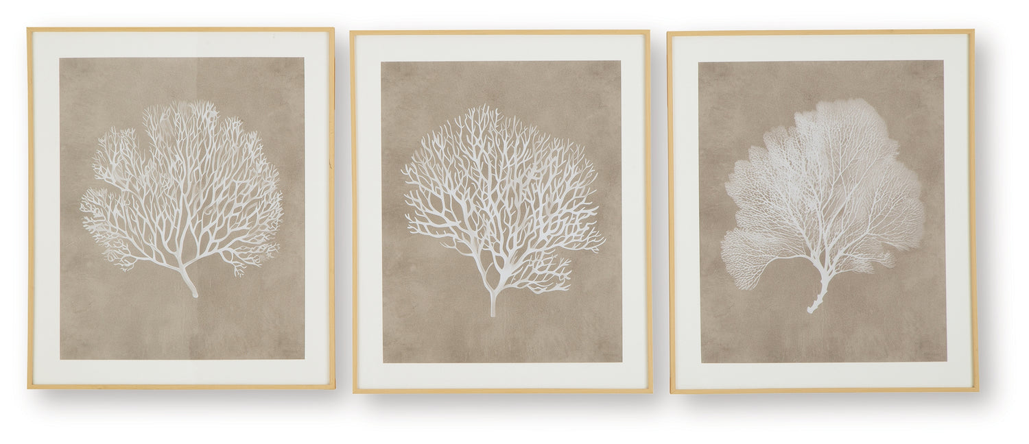 Hendridge Taupe/White Wall Art (Set of 3) - A8000486