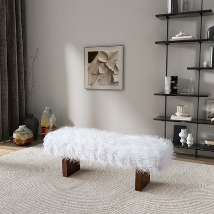 Henley Bench in White Khaki Fur - BEN03002601