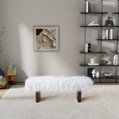 Henley Bench in White Khaki Fur - BEN03002601