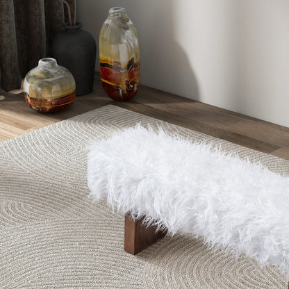Henley Bench in White Khaki Fur - BEN03002601