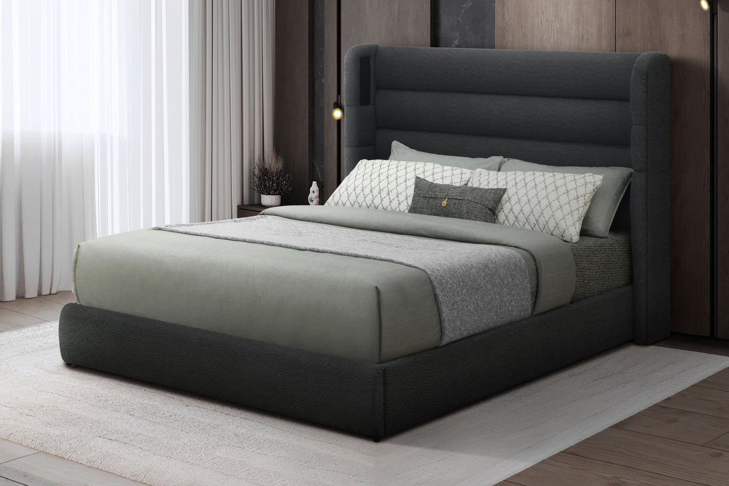 Hero Black Platform Bed (w/ Bluetooth Speaker) - Queen, King *King - HERO BLACK King
