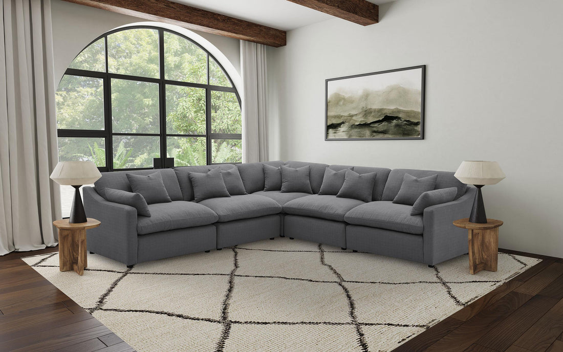 Hobson 5-piece Upholstered Modular Sectional Sofa Charcoal - 551455-SETA