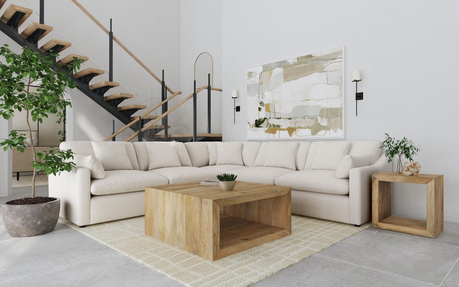 Hobson 5-piece Upholstered Modular Sectional Sofa Ivory - 551451-SETA