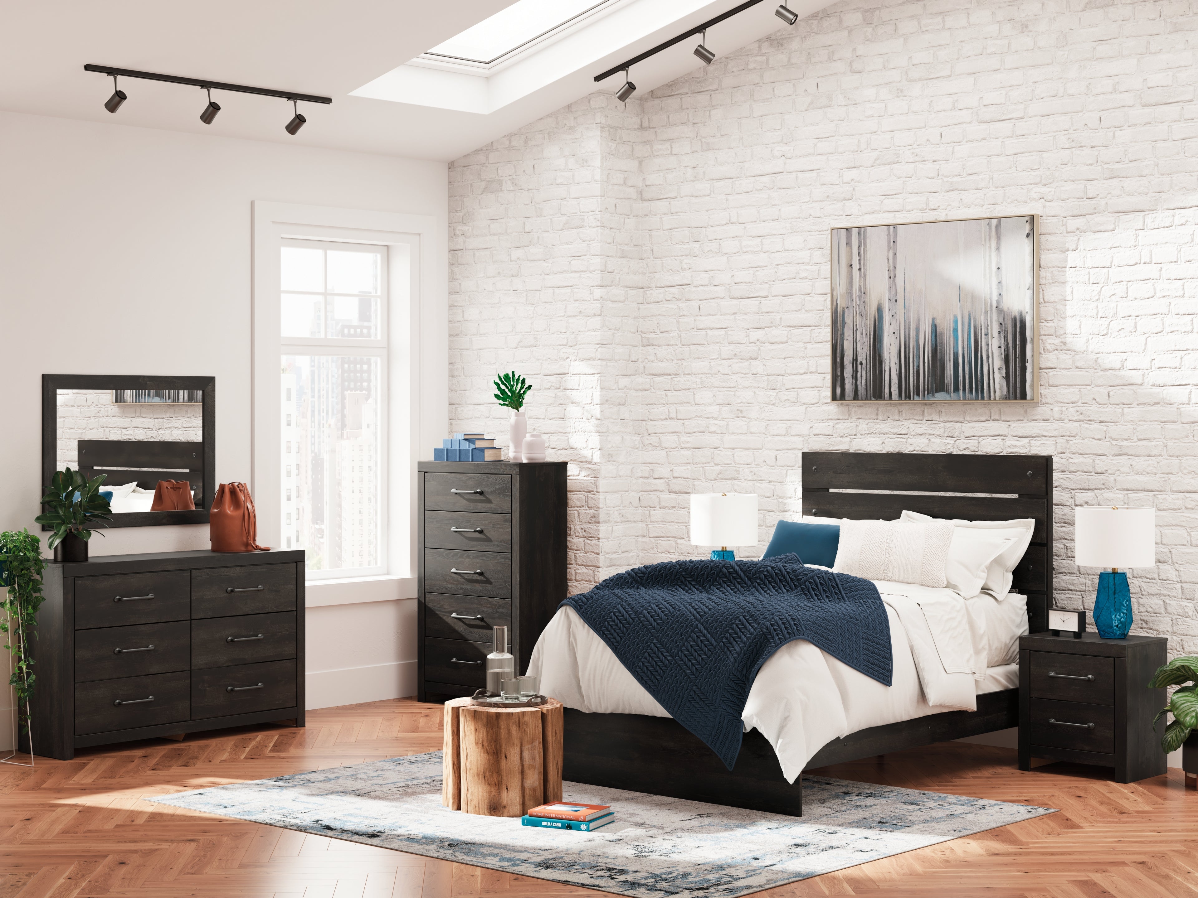 Hollivern Dark Gray Full Panel Bed - PCB2108B12