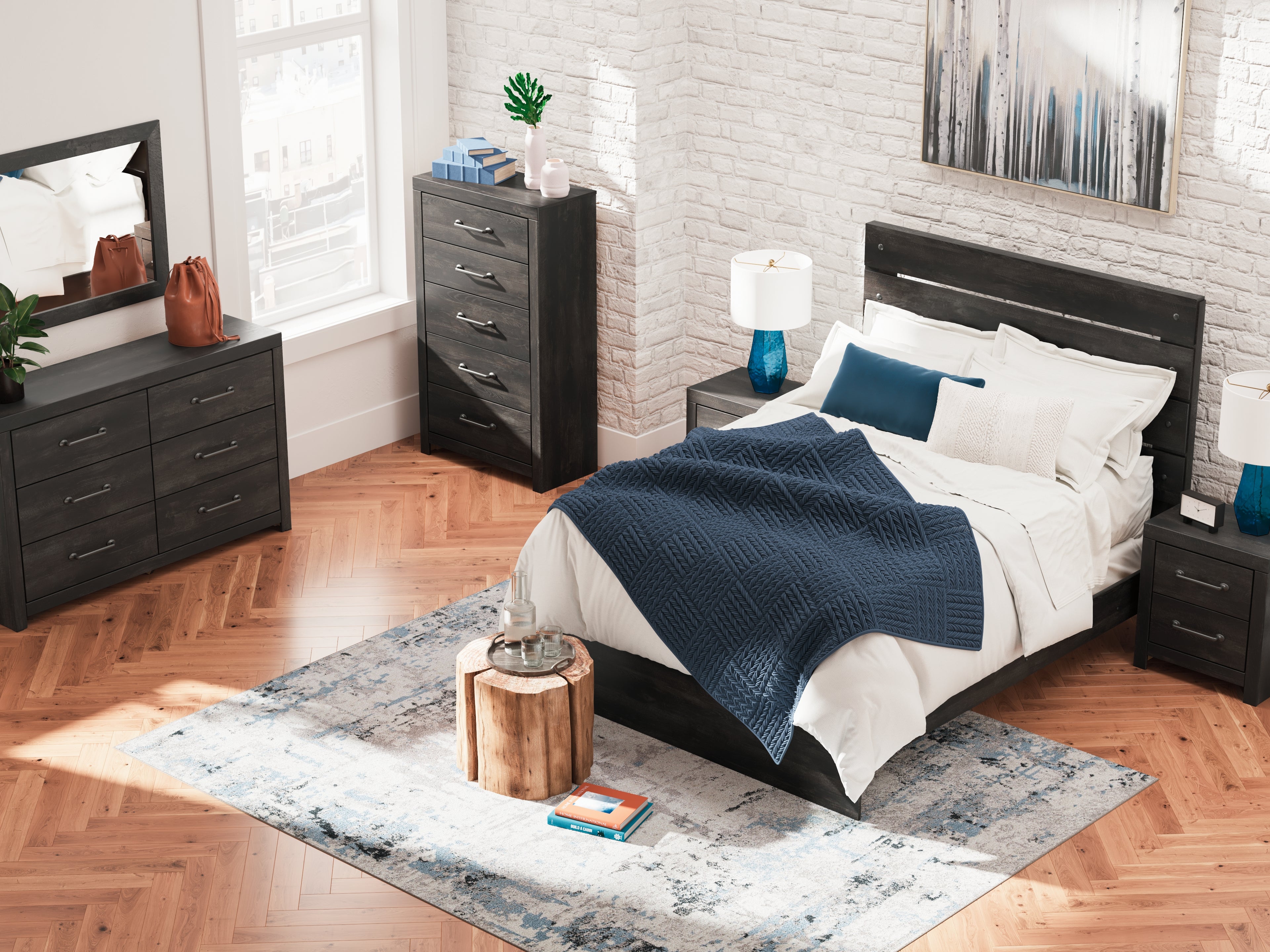 Hollivern Dark Gray Queen Panel Bed - PCB2108B2