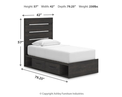 Hollivern Dark Gray Twin Panel Bed with Storage - PCB2108B18