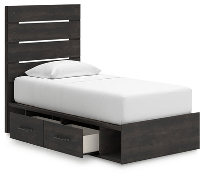 Hollivern Dark Gray Twin Panel Bed with Storage - PCB2108B18