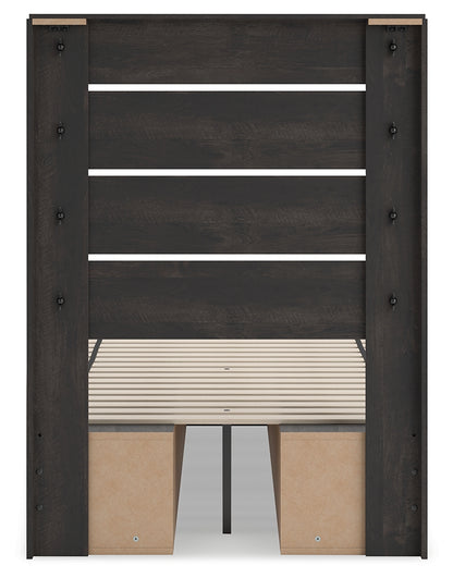 Hollivern Dark Gray Twin Panel Bed with Storage - PCB2108B18