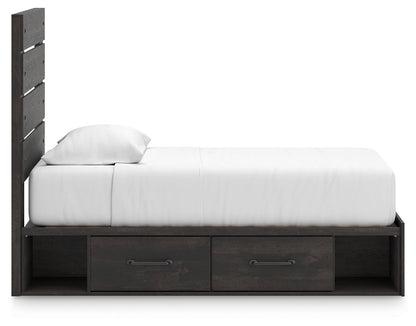 Hollivern Dark Gray Twin Panel Bed with Storage - PCB2108B18